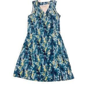 Royal Robbins Essential Blossom Tank Sleeveless Dress Small Blue Yellow